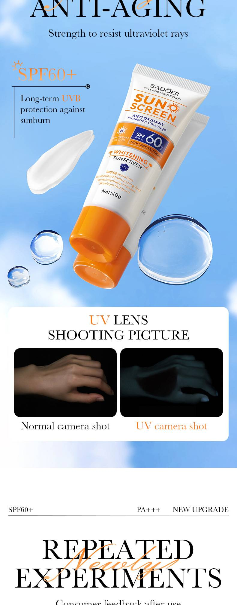 Apsauginis kremas nuo saulės SPF50+, apsaugantis nuo UV spindulių, drėkinamasis losjonas nuo saulės, gruntas_voghion.com