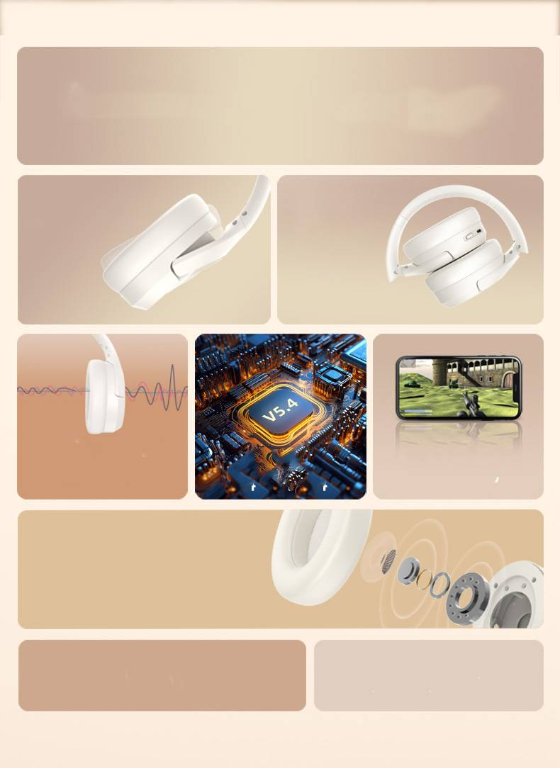 Neues ANC-Headset mit aktiver Geräuschunterdrückung, Bluetooth-Kopfhörer, lange Lebensdauer, einfach zusammenklappbares kabelloses Bluetooth-Headset_voghion.com