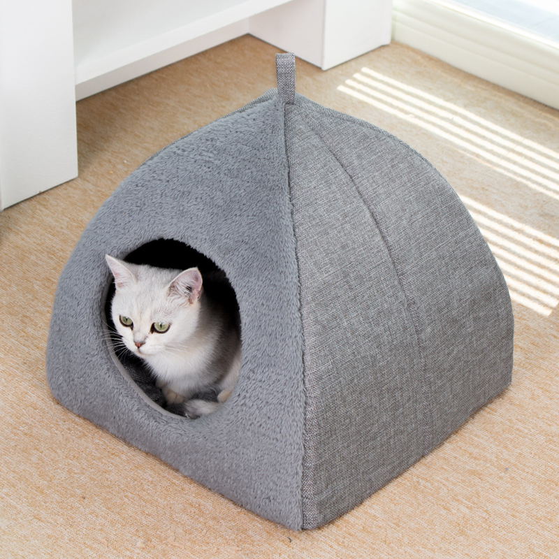Nuovo letto triangolare per gatti chiuso cuccia per gatti letto per animali domestici caldo spesso letto per cani per dormire profondamente forniture per animali domestici_voghion.com