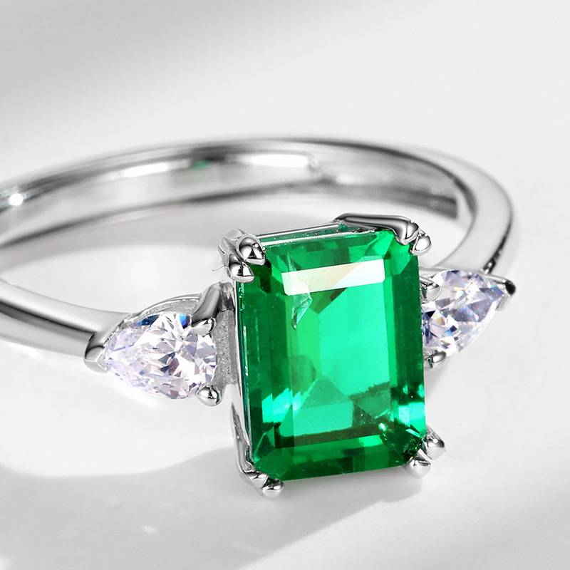 Neu S925 Silber Ring frauen Einfache Prinzessin Platz Kultiviert Smaragd Mode Edelstein Armband_voghion.com