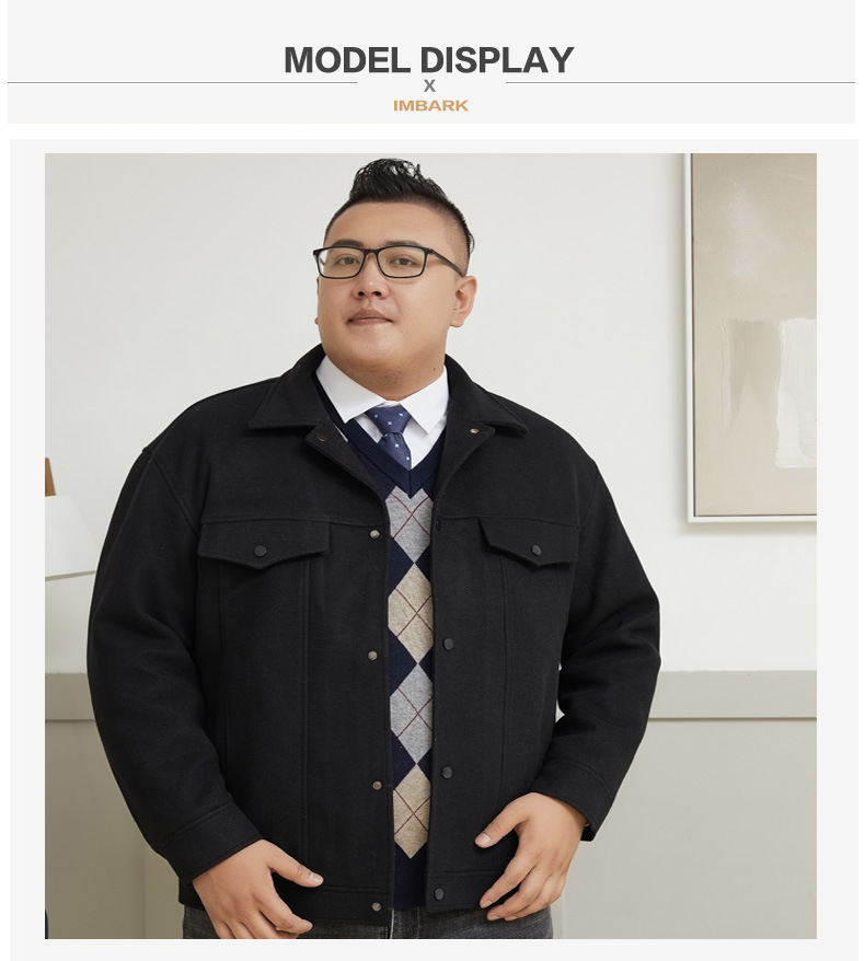 Men's Clothing Plus Size Woolen Lapel Jacket For Men Plus Size Loose Short Cotton Padded Jacket Thickened Coat_voghion.com