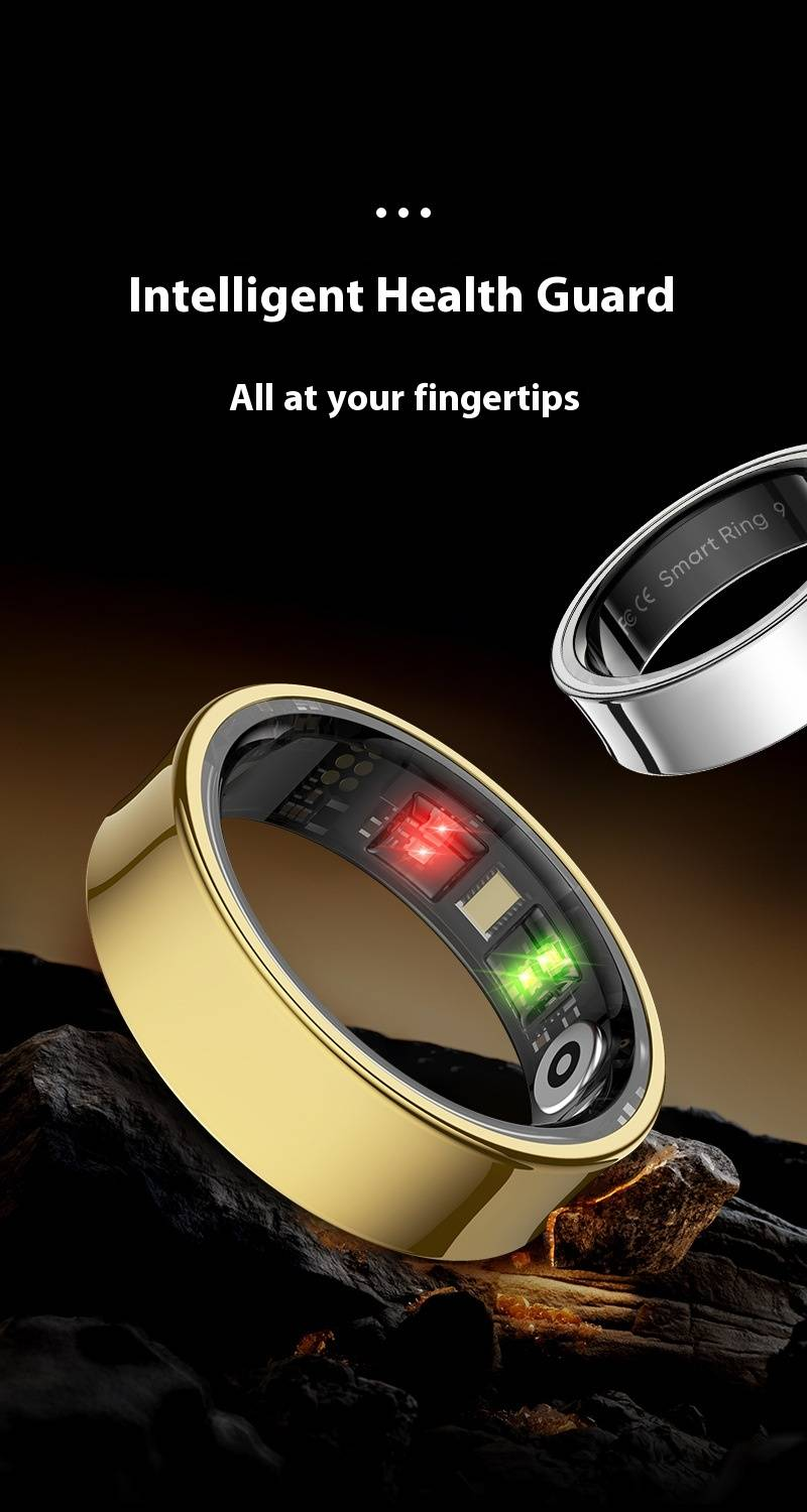 Smart Ring mit Herzfrequenz-/SpO2-/Schlaf-Tracking – Wasserdichter Fitness-Tracker und Schrittzähler mit Bluetooth-Kamerasteuerung und Ladeetui_voghion.com