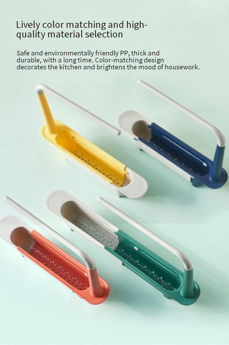 Expandable Kitchen Sink Organizer - Adjustable Dish Drying Rack With Sponge Holder (Over Sink Storage, Space-Saving Design)_voghion.com