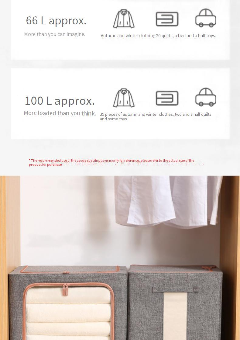 Contenitore portaoggetti pieghevole in tessuto Oxford con struttura in acciaio – Organizzatore multi-dimensione per vestiti, giocattoli, coperte e articoli essenziali per la casa (24L/66L/100L)_voghion.com
