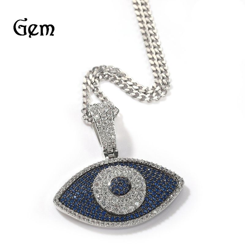 Collana con ciondolo a forma di occhio di diamante, alla moda, per uomo e donna, stile hip hop, con catena in acciaio inossidabile, accessorio unico per il viso, casual e streetwear._voghion.com