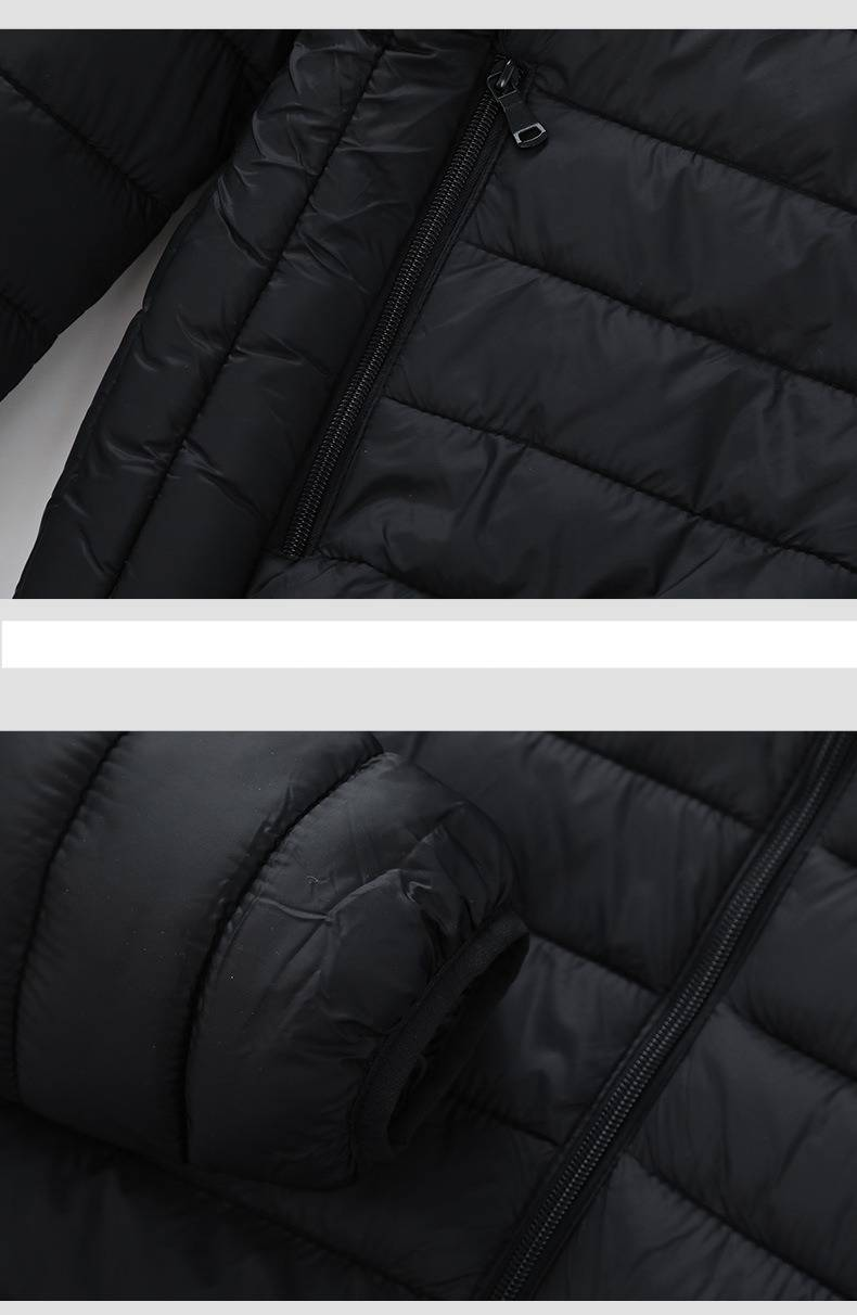 Piumino leggero invernale con cappuccio da donna - Elegante cappotto trapuntato con tasche, vestibilità ampia, lunghezza corta, nero_voghion.com