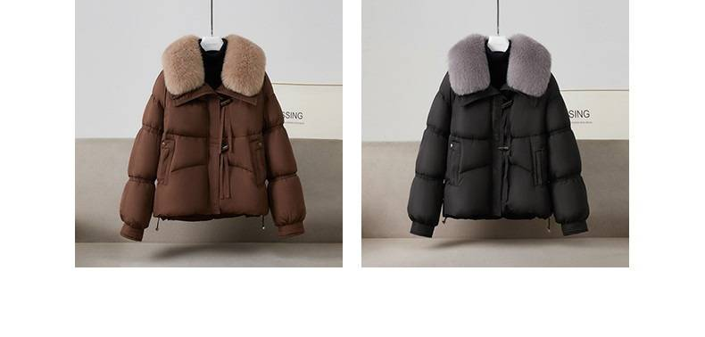Women's Winter Short Puffer Jacket With Faux Fur Trim - Cozy Fleece Lined Outerwear For Casual & Street Style_voghion.com