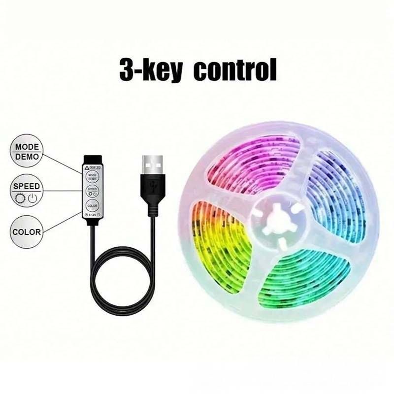 Taśmy LED RGB 5 V z pilotem 3-przyciskowym, zasilane przez USB, do podświetlenia telewizora, pokoju gier i dekoracji wnętrz_voghion.com
