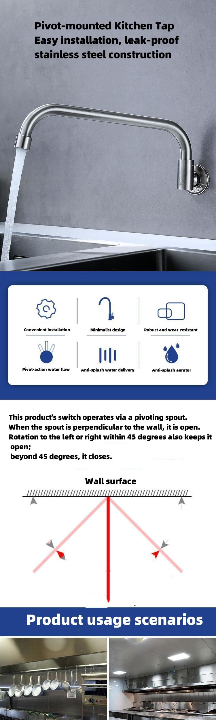 Küchenarmatur aus Edelstahl mit schwenkbarem Auslauf, halbautomatisch, für Hotels und Restaurants_voghion.com