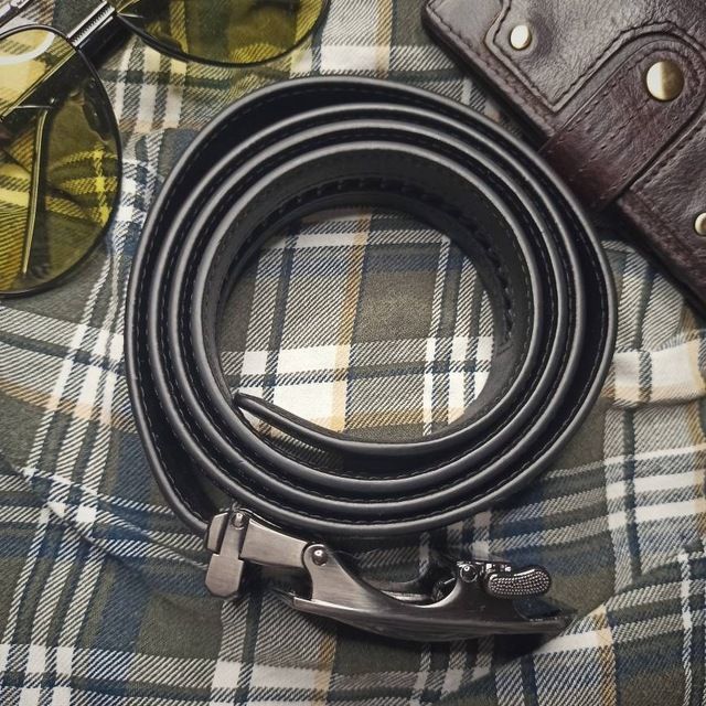 HEIßER Herren Leder Ratsche Gürtel Kleid mit Slide Click Automatische Schnalle Plus Größe Ceinture_voghion.com