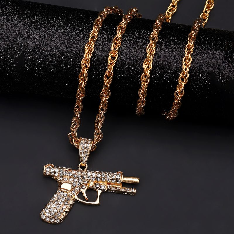 Halskjeder Hiphop lite pistolkjede kreativ diamant zirkon maskingevær trendy herresmykker gave_voghion.com