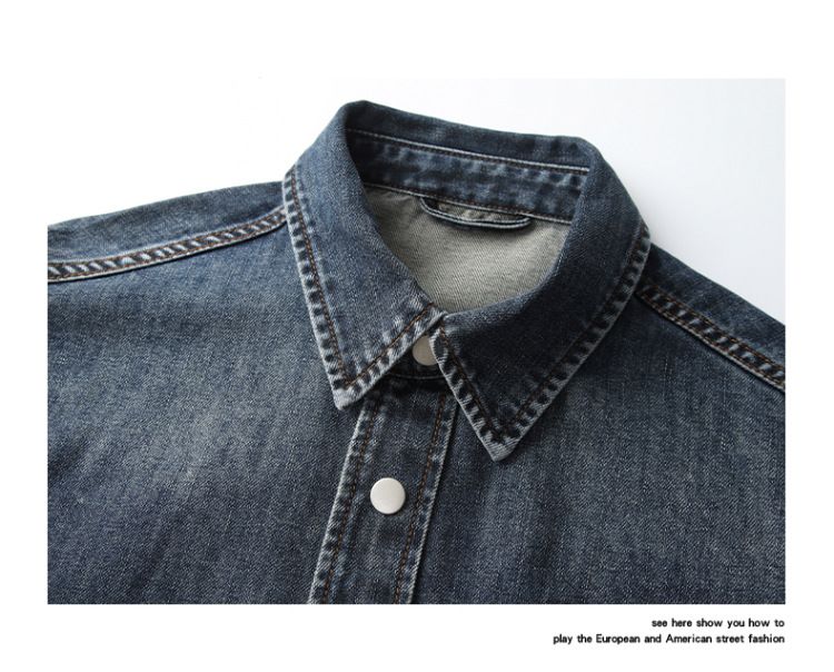 Giacca in denim da uomo, stile retrò, primavera e autunno, design semplice e confortevole, camicia in denim, top da uomo_voghion.com