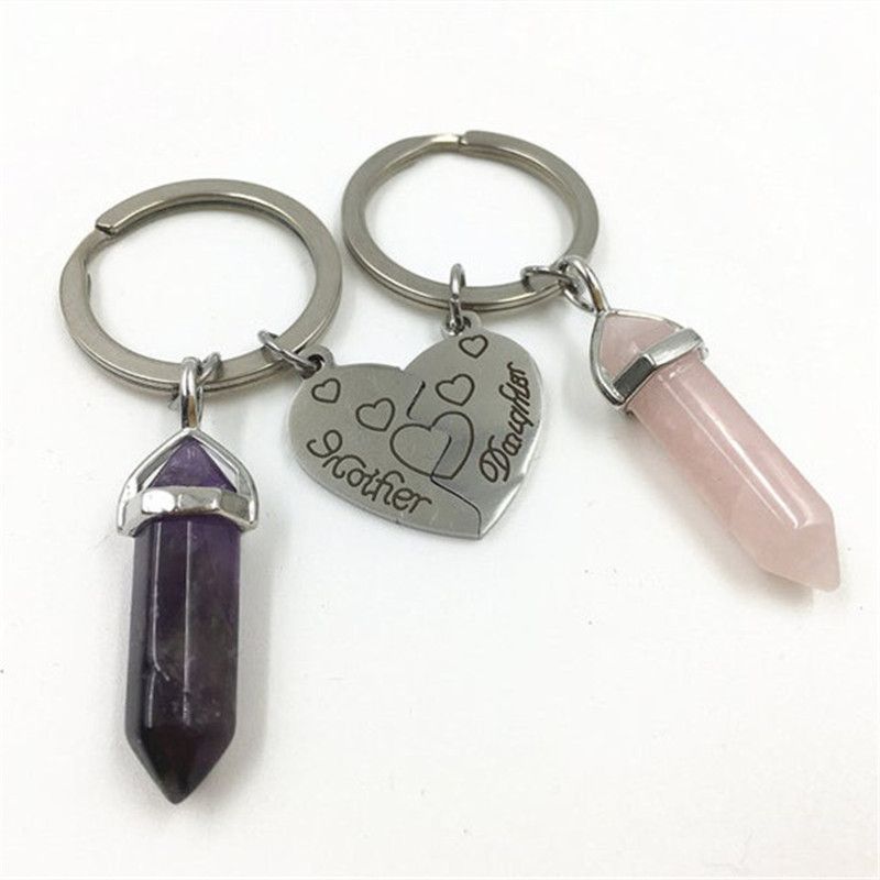 Necklaces Unisex 2-piece BFF keychain women's crystal broken heart pendant mother and daughter keychain_voghion.com