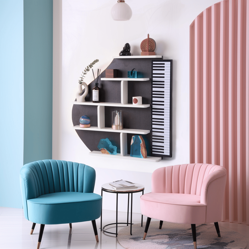 Piano Wall Shelf, Decorative Bookshelf With LED Light_voghion.com