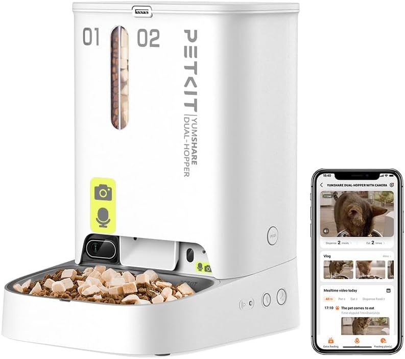 PETKIT Futterautomat Katze 2 Näpfe Mit Kamera, Futterautomat Katze,5L Katzen Futterautomaten,Automatischer Futterspender Für Katze Und Hund,KI Funkt_voghion.com
