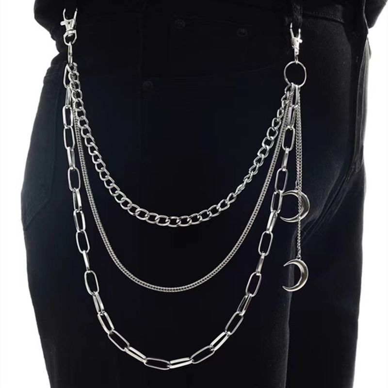 Jewelry Punk Metal Crescent Geometry Pants Hip Hop Cool Versatile Men's And Women's Waist Chain_voghion.com