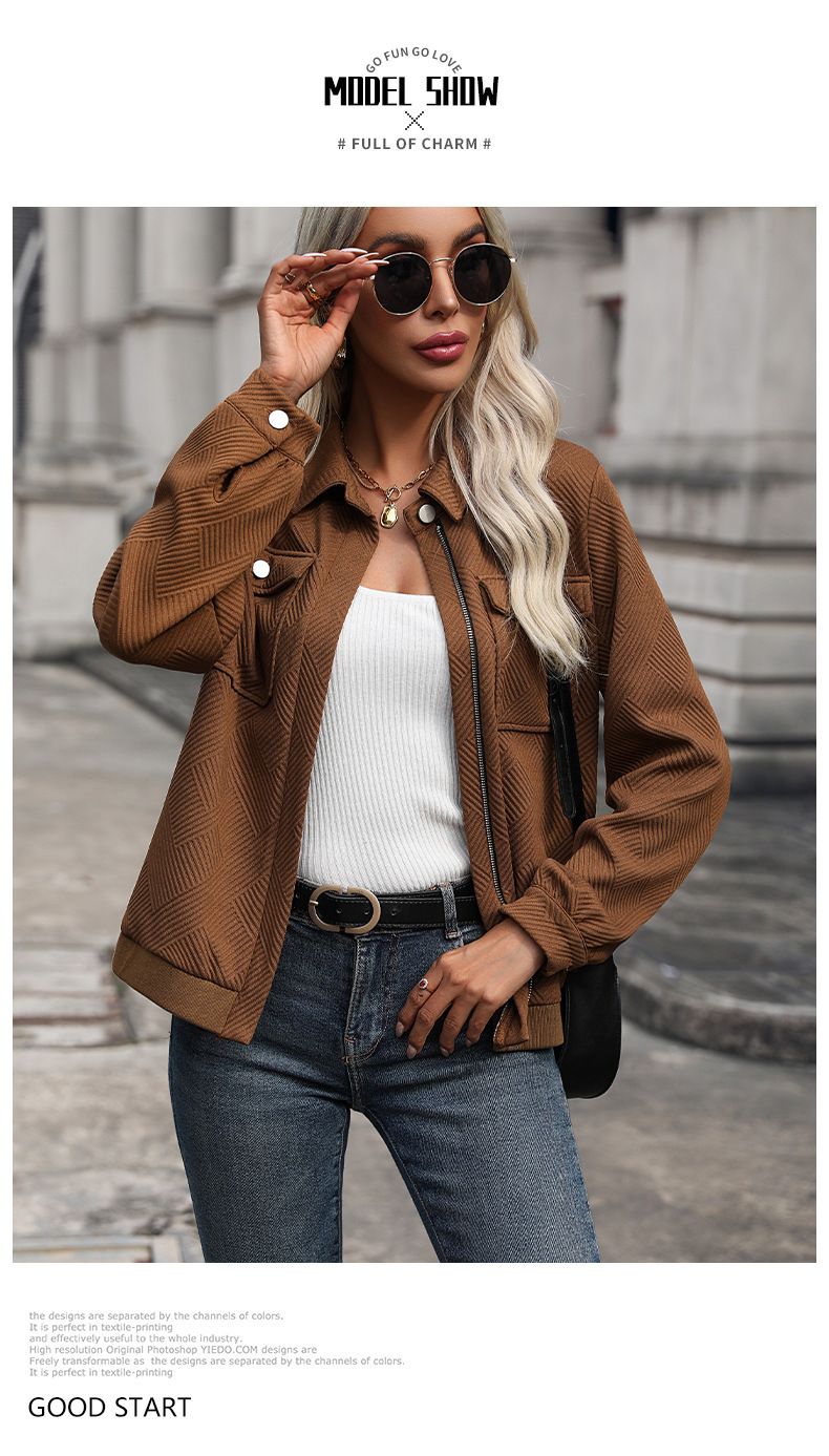 Women's Clothing lapel cardigan autumn new retro Maillard jacket coat_voghion.com