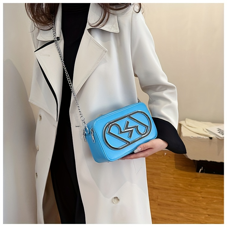 Niche Design Crossbody Trendy Camera Shoulder Bag, Letter Decor Square Bag & Purse_voghion.com