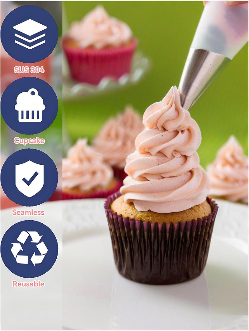 8-teiliges Spritztüllen-Set, Spritztüllen Aus Edelstahl, Creme-Kuchen-Spritztipps Für Dessert, Kekse, Tasse, Kuchen, Küchenzubehör_voghion.com
