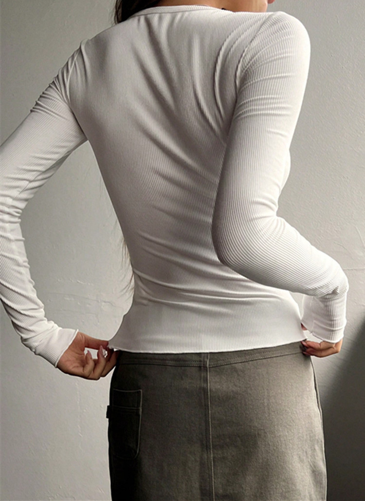 2024 Autumn Winter Women's New Button Ribbed Slim Fit Knitted Sweater_voghion.com