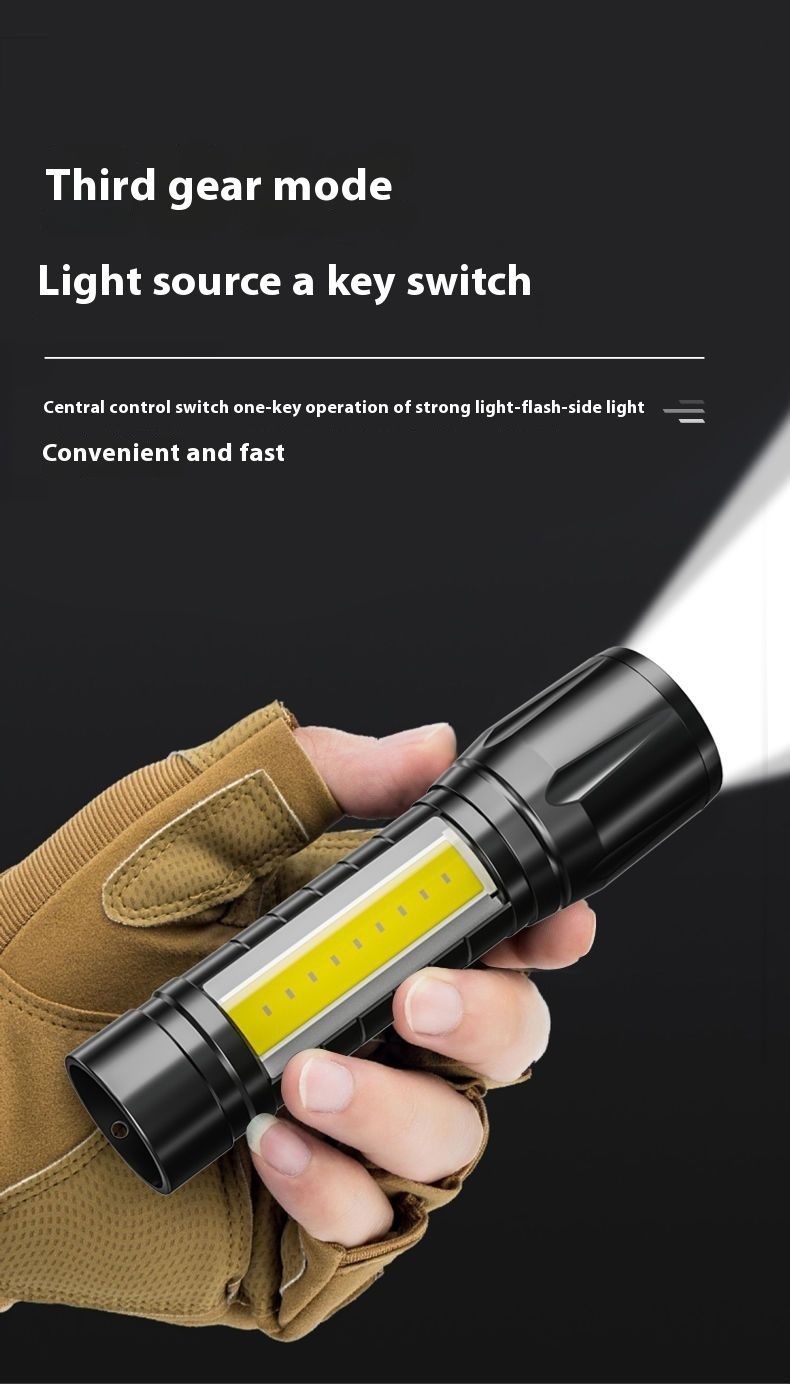 Flashlight, strong USB charging, outdoor bright, long-range, household emergency light, waterproof, mini, student_voghion.com