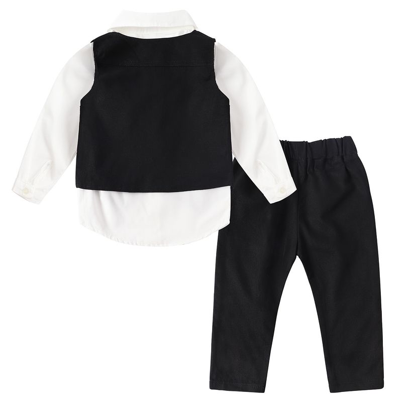 Mother & Kids Abbigliamento per bambini transfrontalieri gilet per bambini papillon camicia a maniche lunghe bretelle pantaloni abito a tre pezzi abito da sera per ragazzo_voghion.com