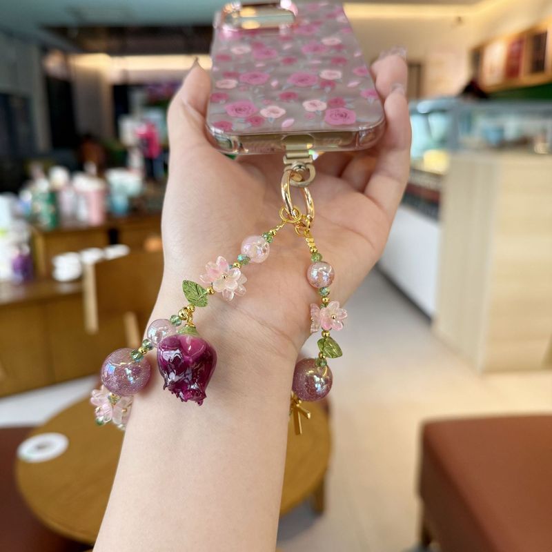 CyberGear Armband im minimalistischen Stil, Accessoires, Anti-Verlust-Etui, Perlenanhänger, ewige Blume, Handykette, hochwertiges Tragegefühl_voghion.com