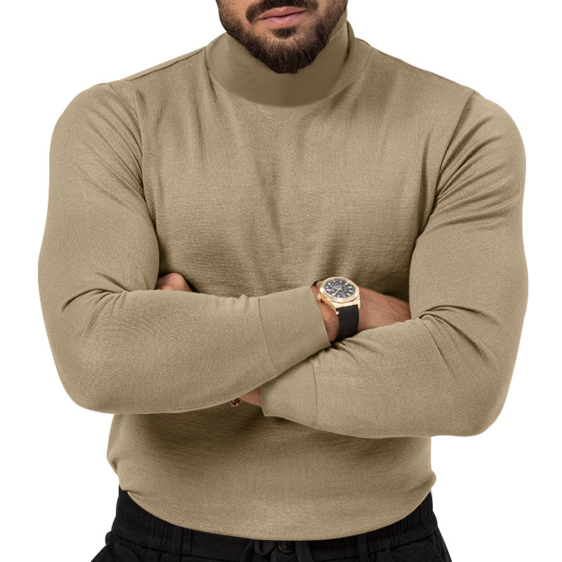Hochelastischer Rollkragenpullover aus gestricktem Kaschmir für Herren mit dicker, warmer Unterwolle_voghion.com