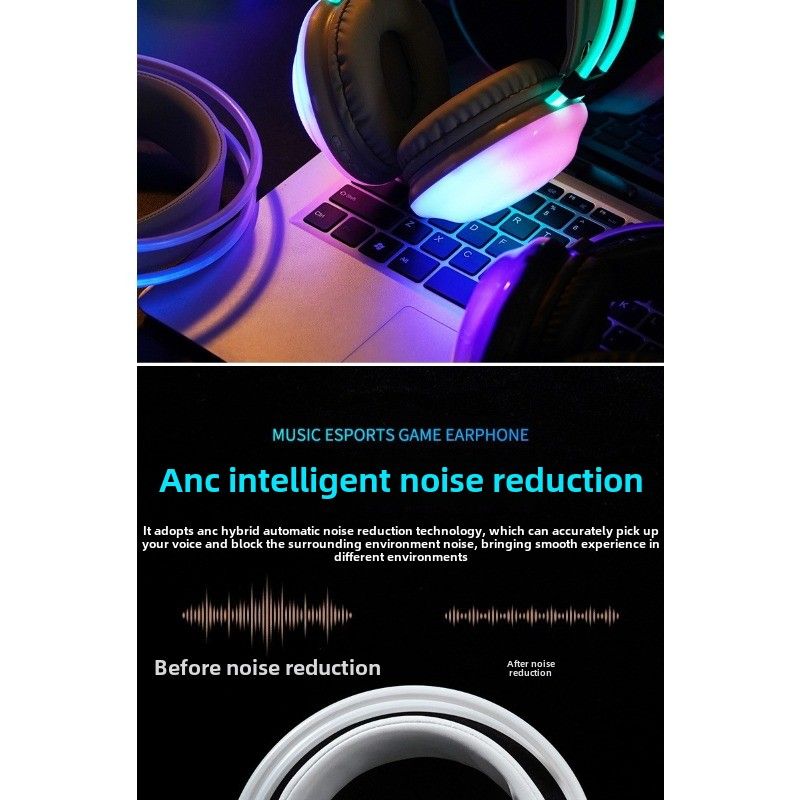 Y680 Cuffie luminose Cuffie Bluetooth Cuffie wireless competitive con gioco luminoso RGB Cuffie con bassi pesanti Marchio auricolare_voghion.com