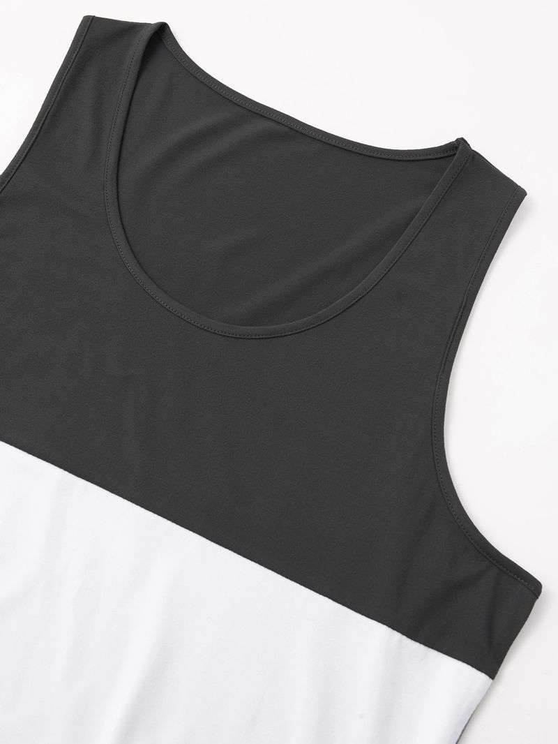 Chaleco deportivo holgado para hombre con costuras en contraste de colores para correr_voghion.com