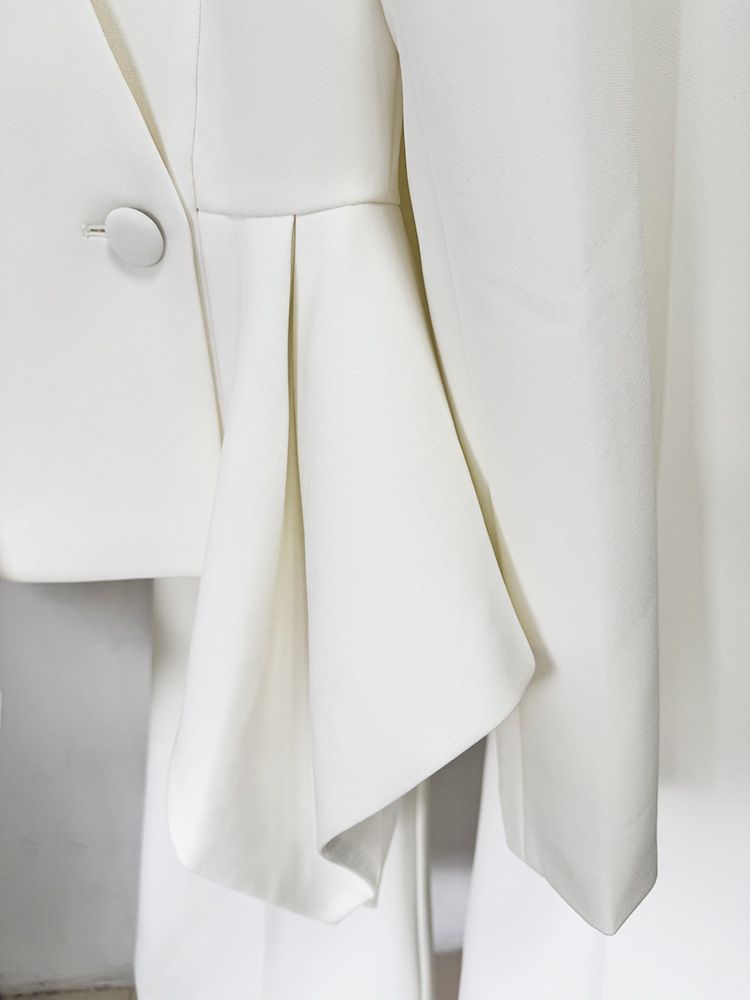 Women's Clothing In Stock Designer New Lotus Leaf Hem Slim Fit Jacket Flared Trousers Suit Two Piece Suit_voghion.com
