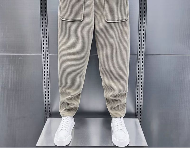 Men's Clothing Autumn New Style Corduroy Fashion Casual Pants Men's Trendy Loose Slim Sweatpants Sports Trousers_voghion.com