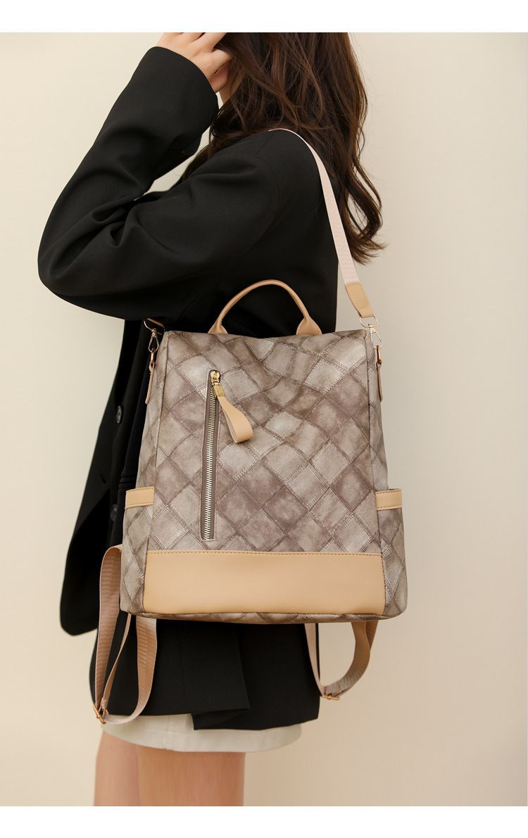 Zaino da viaggio antifurto in PU di grande capacità da donna, borsa a tracolla casual a doppio uso da donna_voghion.com