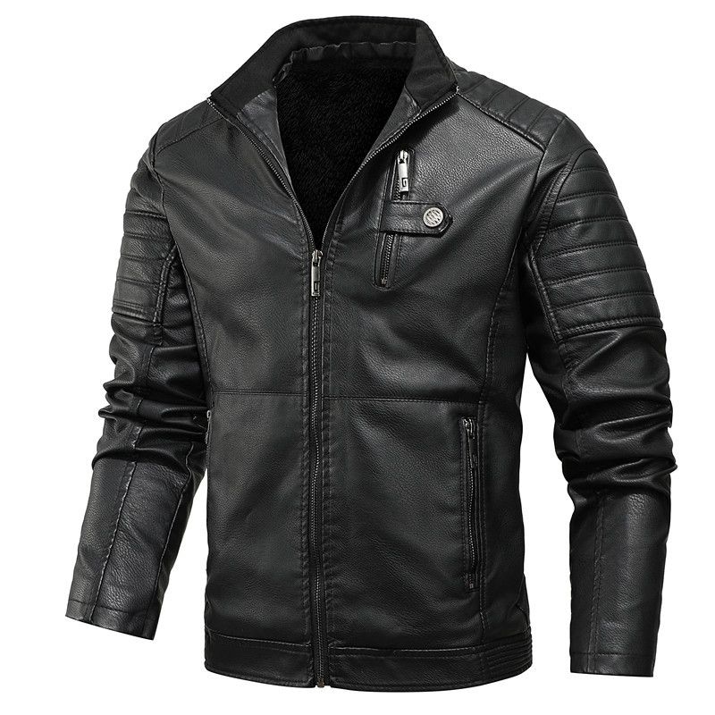 2024 Spring and Autumn New Fashion Casual Youth Men's Wear Stand up Collar Trendy Leather Robe Men_voghion.com