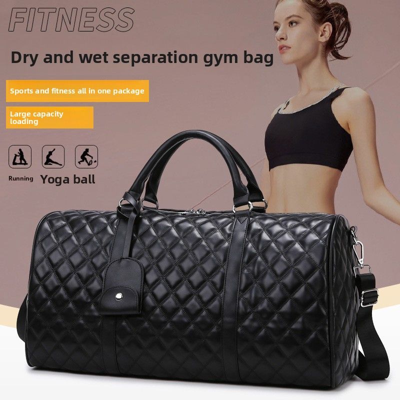 Rhombus Boarding Bag Reisehandtasche Nass- und Trockentrennabdeckung Spurstangengepäck Tasche mit großer Kapazität_voghion.com