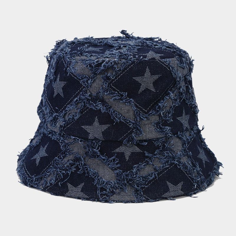 Heißer Verkauf 2024 Herbst Winter Denim Stern Stickerei Warme Fischer Eimer Hut Im Freien Reise Sonne Kappe Für Männer Und Frauen 208_voghion.com