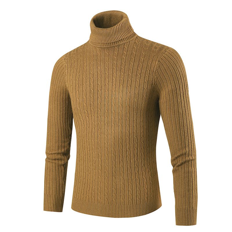 Pull col montant coupe slim pour homme - Tricot élégant et confortable pour une tenue décontractée ou habillée_voghion.com