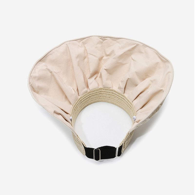 Cappello da pescatore estivo versatile con protezione UV da donna, tesa larga, parasole aperto, in paglia_voghion.com