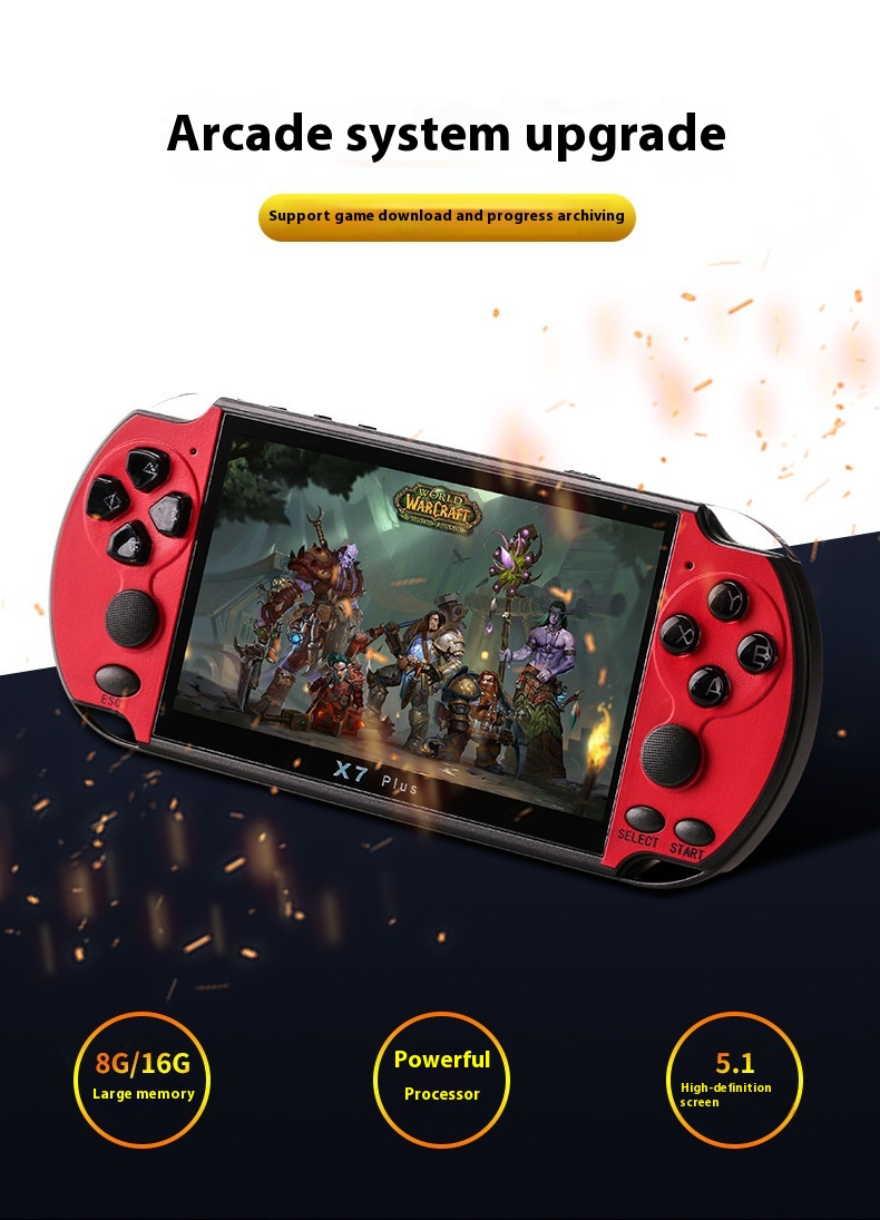 Console de jeu rétro X7 - taille de l'écran 4,3 pouces 5,1 pouces 7 pouces, prend en charge la télévision externe, les jeux peuvent être archivés, prend en charge les émulateurs de jeux_voghion.com