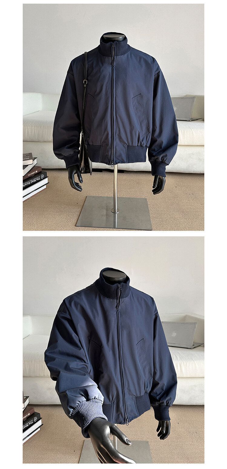 American Retro Silhouette Bomber Jacket Men's Spring And Autumn New Trendy Brand Stand-up Collar Baseball Jersey Short Top_voghion.com