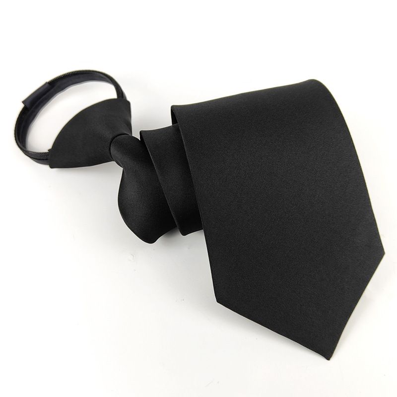 Men's And Women's 8CM Zipper Necktie No Knot Needed Matte Solid Color Easy Pull Business Formal Shirt Wedding_voghion.com
