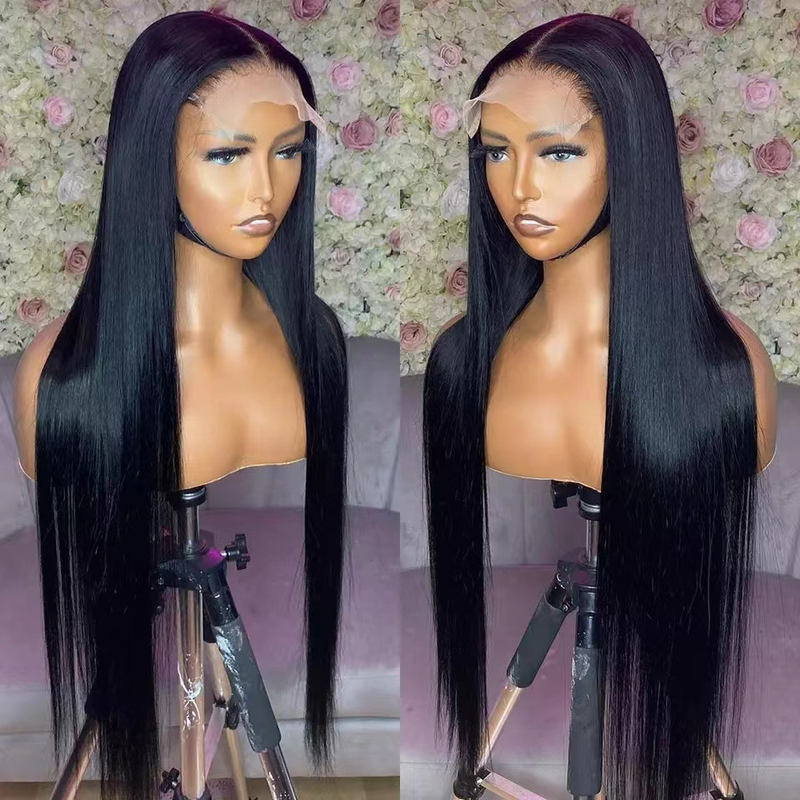 Vordere Spitzenperücke für Damen, langes Haar, Air Bangs, Spitze, langes, glattes Haar, Chemiefaser-Perücke, Kopfbedeckung, Spot-Lieferung_voghion.com