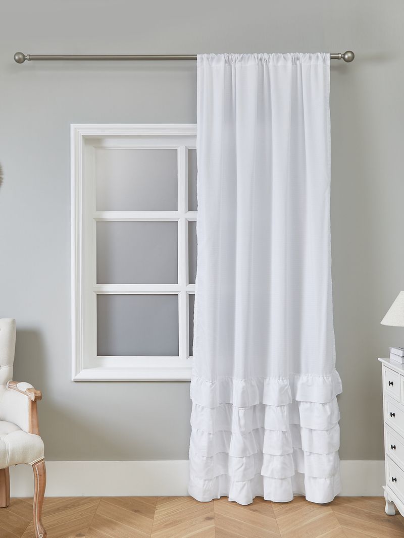 Tenda da doccia bianca trasparente - Tenda da bagno con asta di tensione regolabile (resistente all'acqua, extra lunga 182 cm, facile da installare, stile hotel)_voghion.com