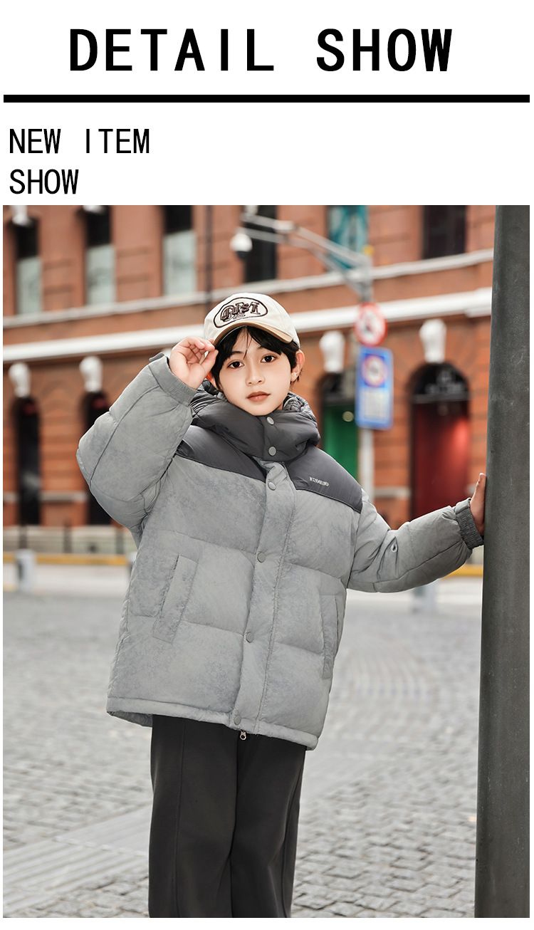 Boys Girls Winter Puffer Jacket With Hood, Warm Thick Down Coat For Kids, Mid-Length Waterproof Windproof Outerwear, Soft Lightweight Comfortable_voghion.com