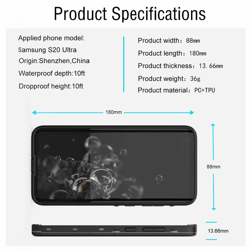 Do Samsung Redpepper Galaxy S Ultra Wodoodporna obudowa IP Podwodne m Nurkowanie Pływanie Surfowanie Shockpro_voghion.com