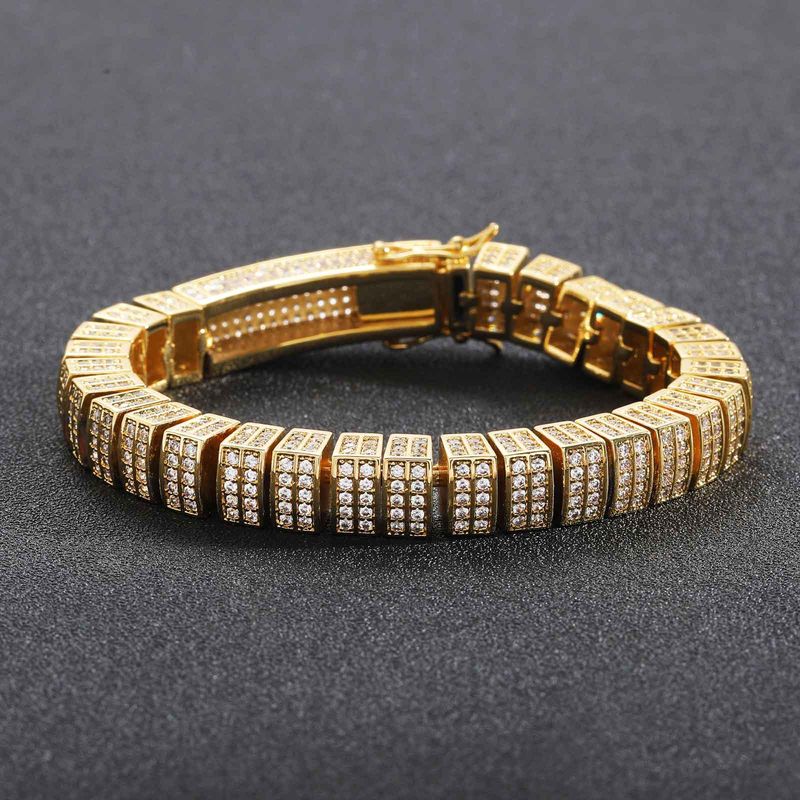 Men’s Jewelry Set Fashion New 10mm Bamboo Chain Hip Hop Bracelet Micro Inlaid Zircon Cuban Chain Personality Trend Brand Men's Clavicle Chain_voghion.com