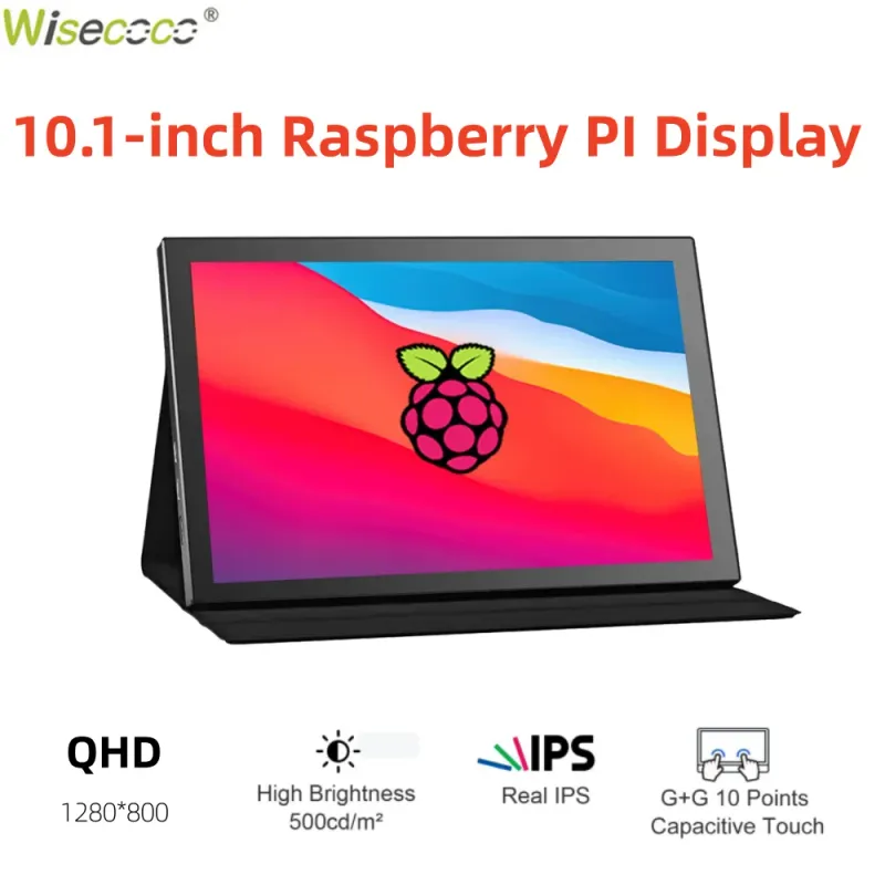 Monitor portatile Wisecoco da 10,1 pollici 1280800 IPS Touch Screen HDMI con custodia e altoparlanti per Raspberry Pi 5 4 3_voghion.com