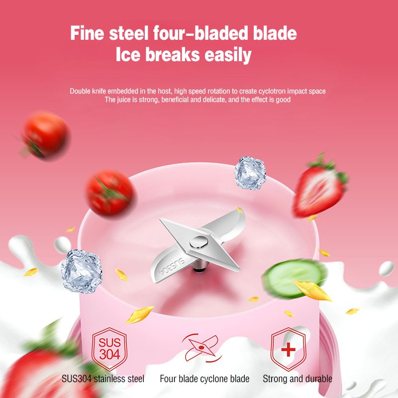 Tragbarer Mini-Entsafter, multifunktionaler Fruchtmilchshake-Becher, Entsafter, kabelloses Aufladen, Entsafterbecher, Frühstücks-Trinkbecher mit Seil_voghion.com