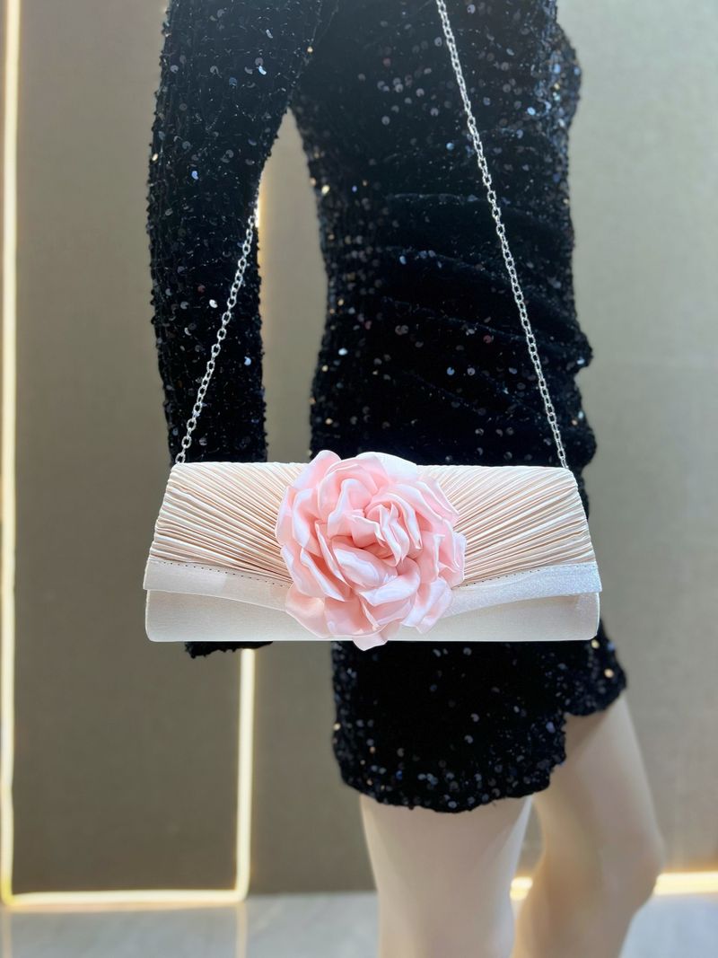 Neues Plisseekleid für Dinnerpartys, handgehalten mit blumigem Duft, High-End-Feeling, Crossbody-Banketttasche_voghion.com