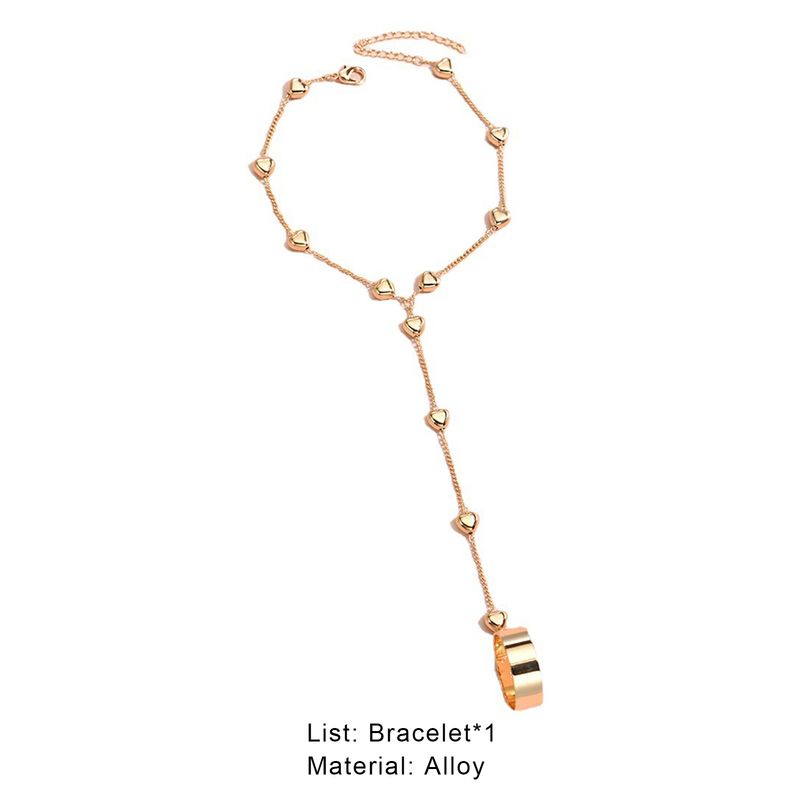 Shuosbai Dame Ring Armbånd Sett Ensfarget Legering Solid Hjerte Form Ring Håndkjede Sett Prom smykker_voghion.com